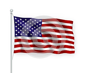 3d waving flag United States Isolated on white background