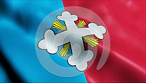 3D Waving Russia City Flag of Budyonnovsk Closeup View