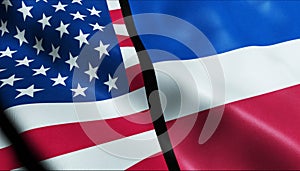 Serbia and Monteneg and USA Merged Flag Together A Concept of Realations