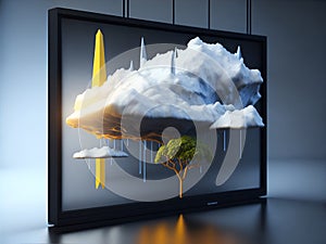 3D Weather Forecast Visualization. Generated by AI. photo