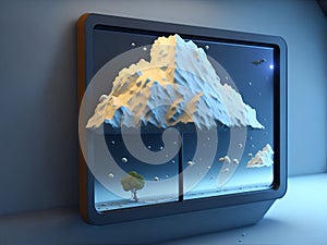 3D Weather Forecast Visualization. Generated by AI. photo