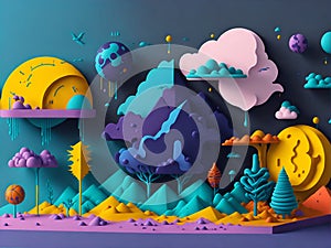 3D Weather Forecast Visualization. Generated by AI. photo