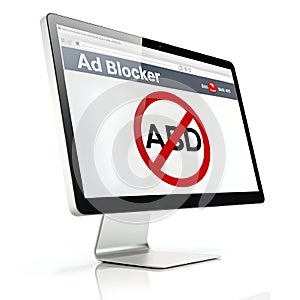 3D web ad blocker isolated on white background