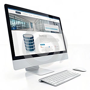 3D web layout with database isolated on transparent background