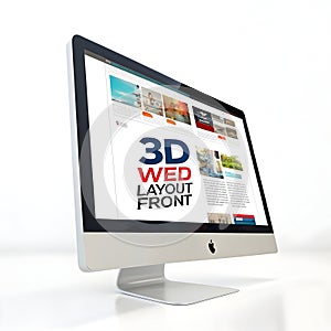 3D web layout front isolated on white background