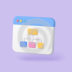3D Website Sitemap Structure Diagram Icon