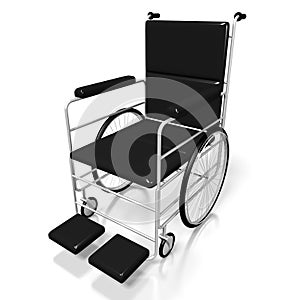 3D wheelchair on white background photo