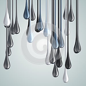 3D white and black glossy paint drop blobs