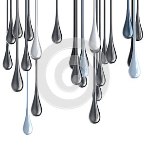 3D white and black glossy paint drop blobs