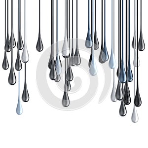 3D white and black glossy paint drop blobs