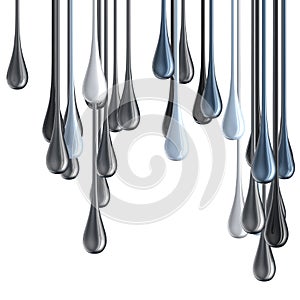 3D white and black glossy paint drop blobs