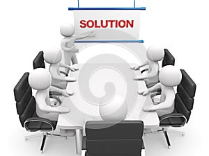 3d white business persons at a workshop. Presentation