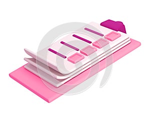3d white clipboard icon task management todo check list on pink plane background. Work project plan concept, fast