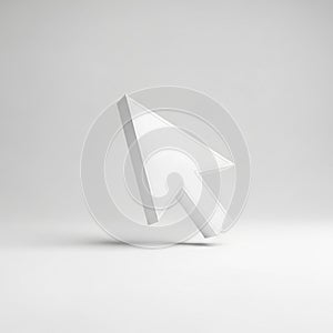 3D White Computer Mouse Cursor Arrow Icon Floating on White Background pointer