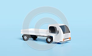 3d white delivery truck icon isolated blue background. business delivery, express service transport concept,  3d render