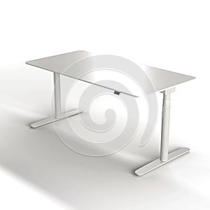 3D of a white desk on a white background