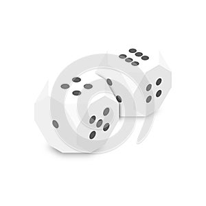 3D white dice, vector illustration