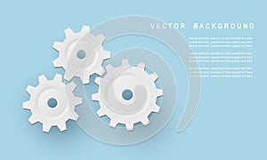 3D white gears and cogs on blue technology background