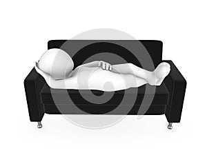 3d white man is resting on the couch