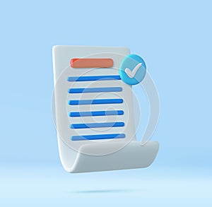 3d White paper task management todo check list