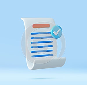 3d White paper task management todo check list