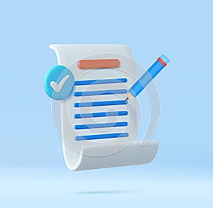 3d White paper task management todo check list