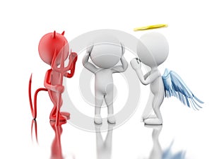 3D White people with Angel and Devil.