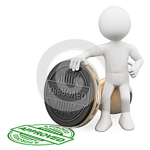 3D white people. Approved rubber stamp