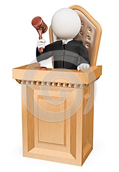 3D white people. Judge sentencing in court photo