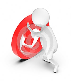 3d white people moving a question mark sign