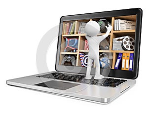 3D white people. New technologies. Multimedia concept