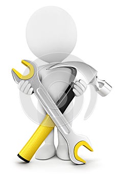 3d white people with repair tools