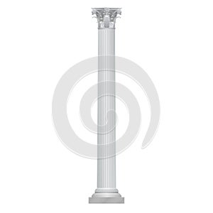 3D white pillar, classic marble column with decorative texture