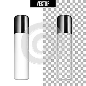 3d white realistic cosmetic package icon empty tubes on transparent background vector illustration. Realistic white