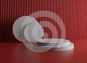 3d white red podium render