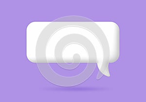 3D White speech bubble elements on Pale purple background, 3D rendering image.