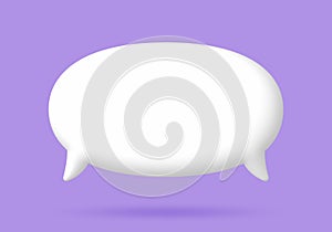 3D White speech bubble elements on Pale purple background, 3D rendering image.