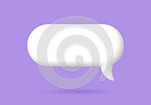 3D White speech bubble elements on Pale purple background, 3D rendering image.