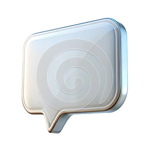 3D White Speech Bubble Icon with Metallic Border