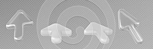 3d white and transparent arrow icon vector set
