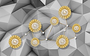 3D White wallpaper with grey elements,