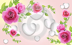 3D White wallpaper with grey elements,