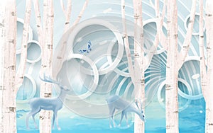 3D White wallpaper with grey elements,