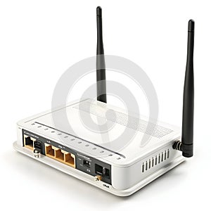 3D wifi router isolated on white background photo