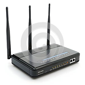 3D wifi router isolated on white background photo