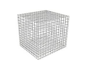 3d wireframe cube isolated on white background