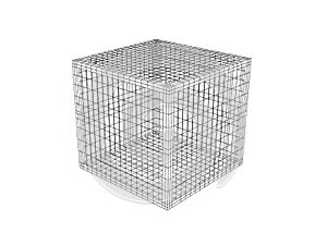 3d wireframe cube isolated on white background