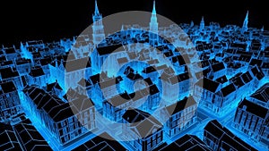 3d wireframe model of a old town the design shou ai generated