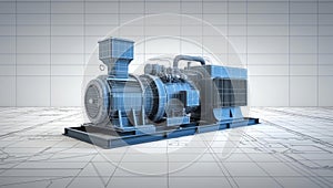 3d wireframe render of a electric generator architectu ai generated