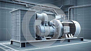 3d wireframe render of a electric generator architectu ai generated